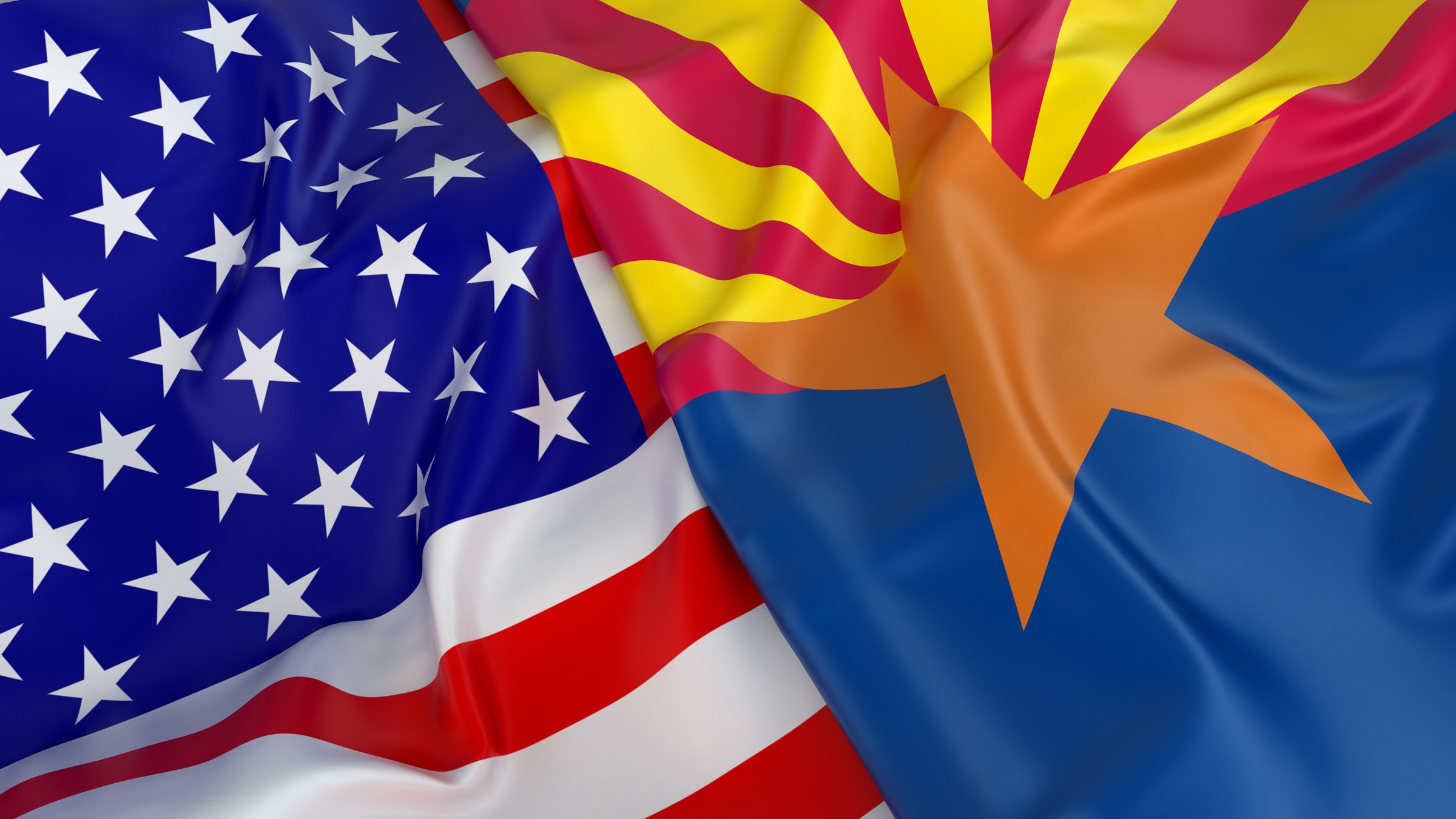 USA flag with flag of Arizona