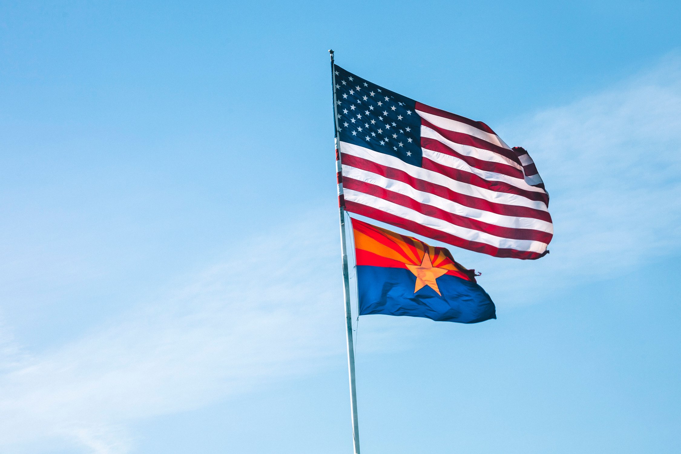 American flag and Arizona flag.