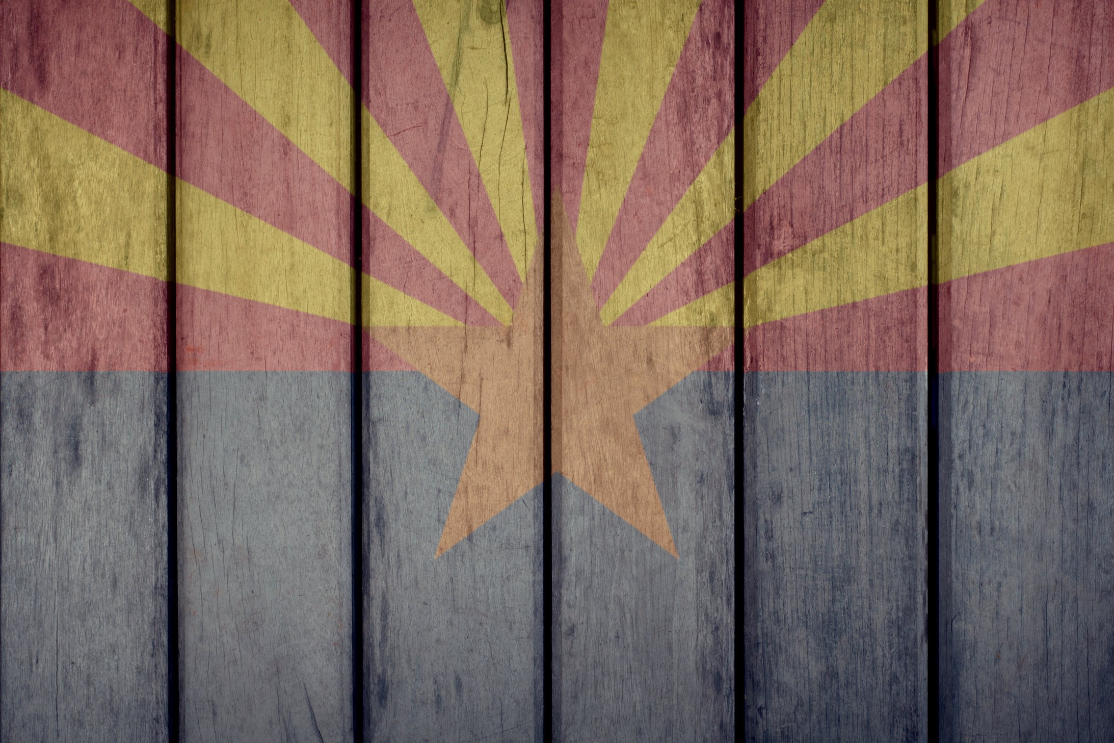 US State Arizona Flag Wooden Fence